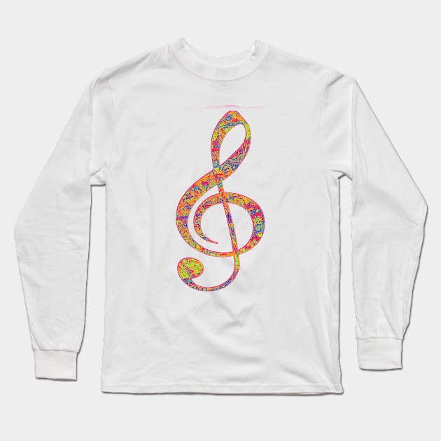 Psychedelic Music note 2 Long Sleeve T-Shirt by indusdreaming